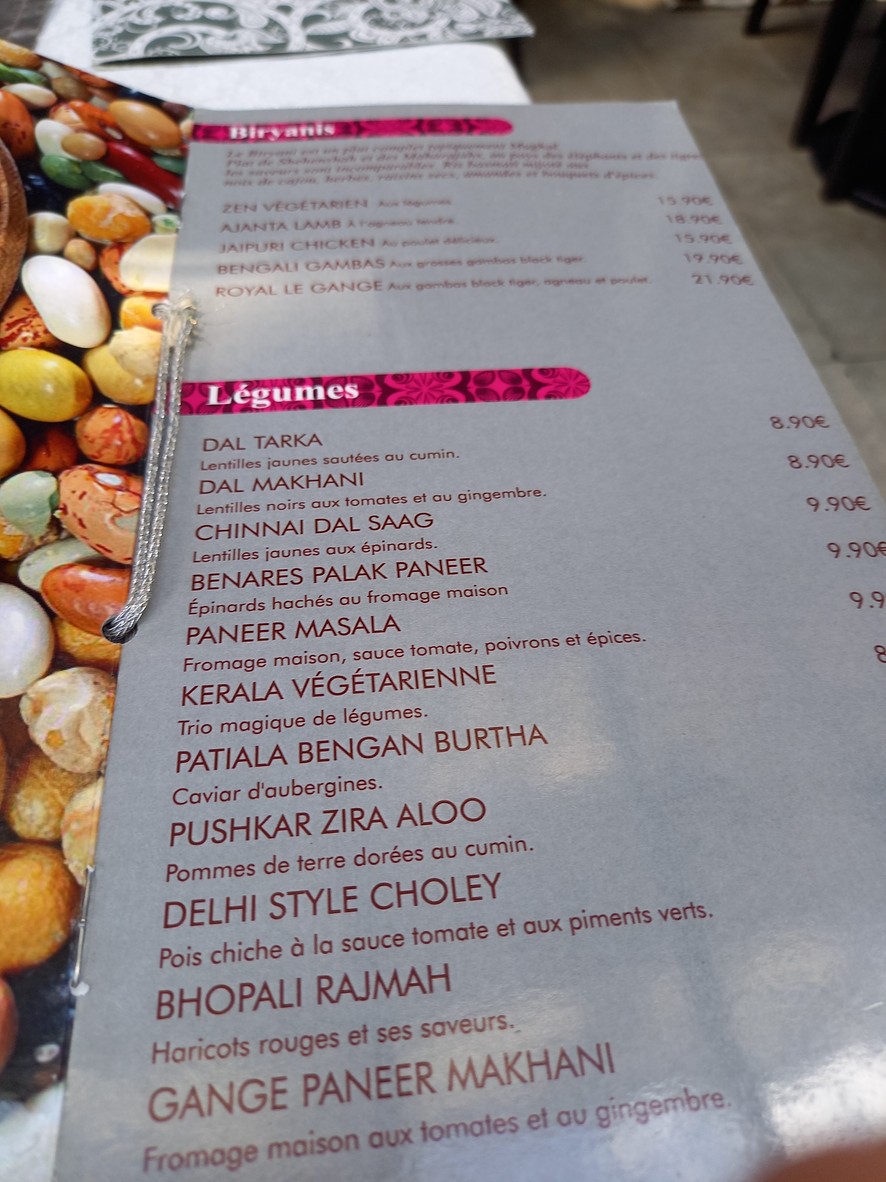 Le Gange menu 3