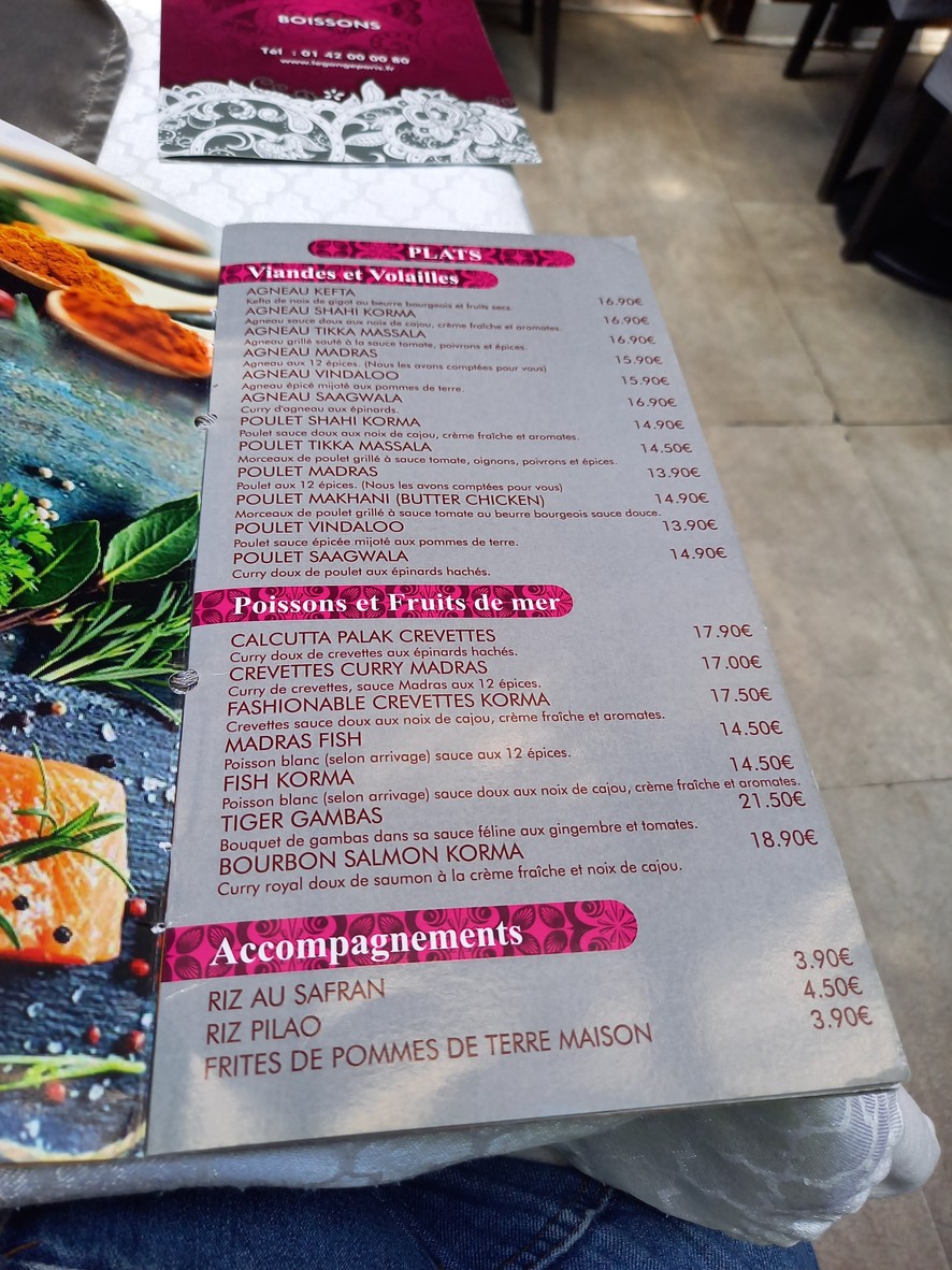 Le Gange menu 4