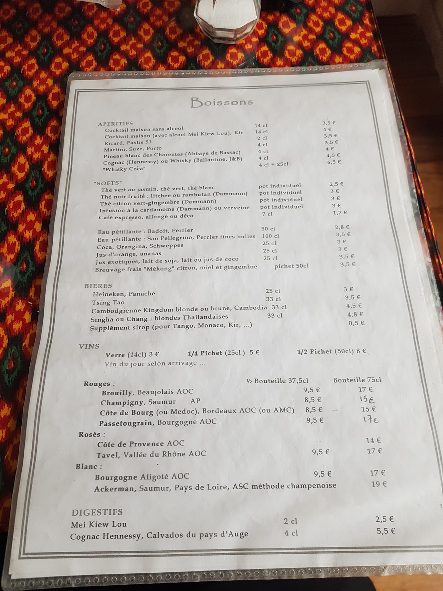 Le Mékong menu 4