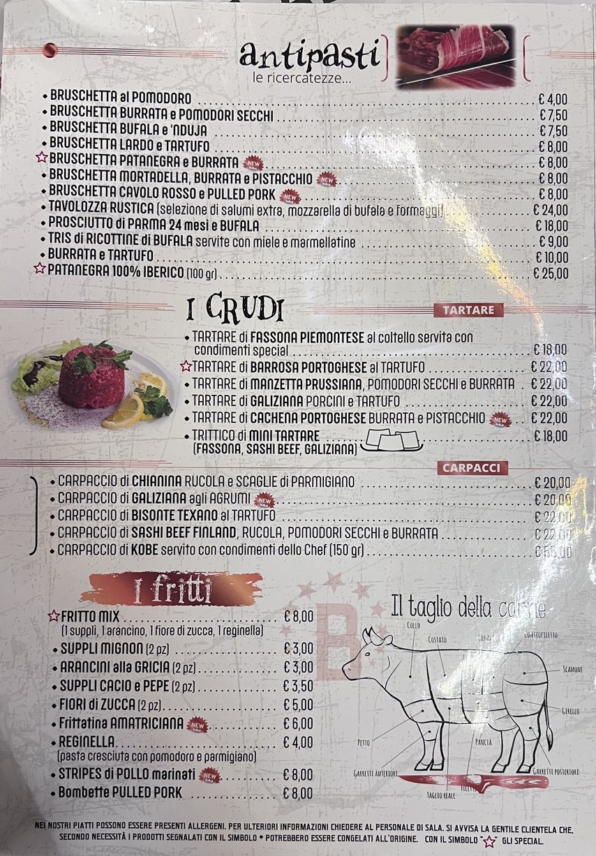 Bufalero menu 1
