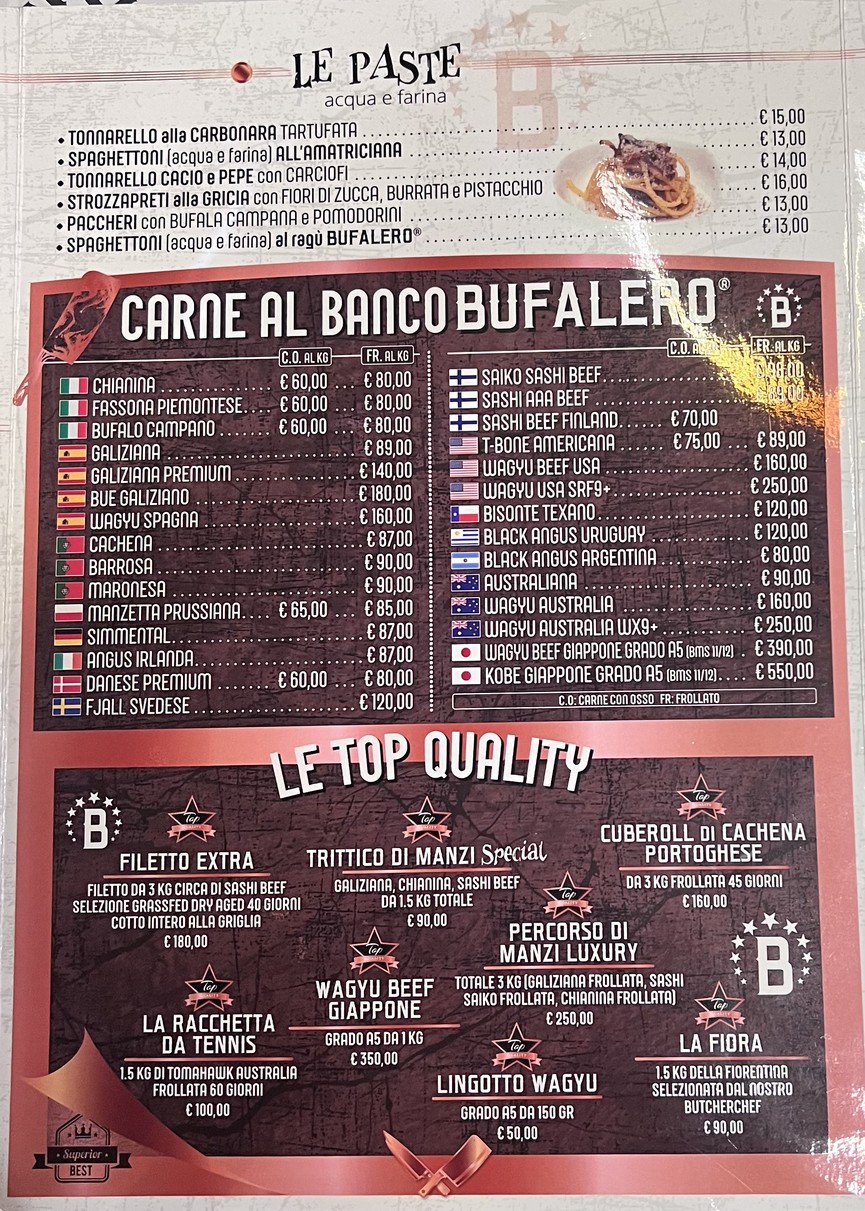 Bufalero menu 2