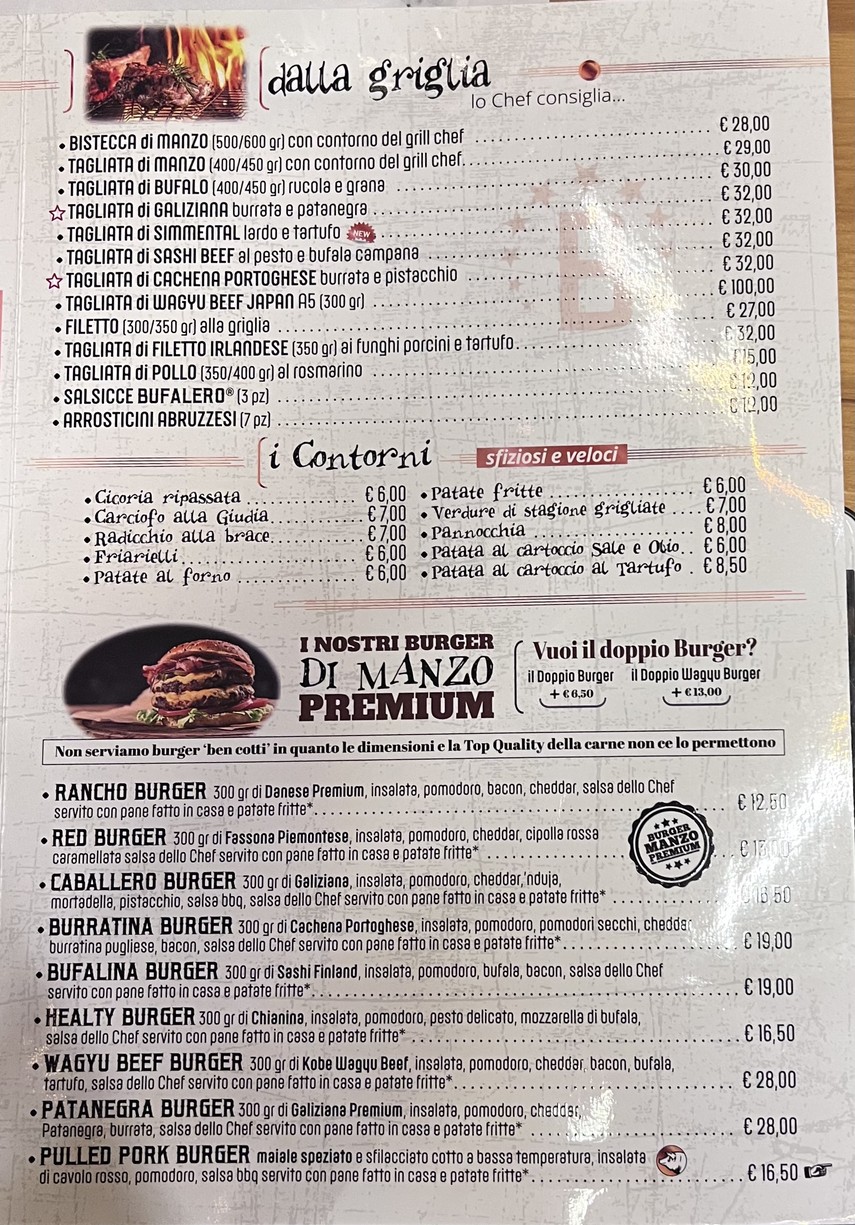 Bufalero menu 3