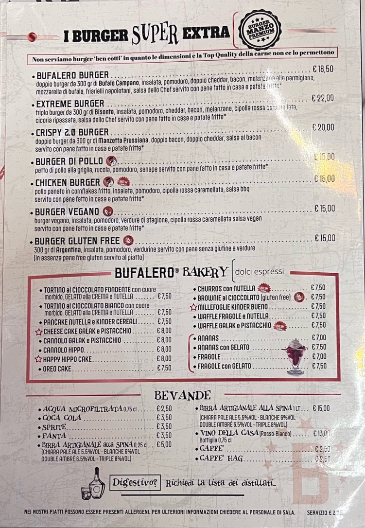 Bufalero menu 4