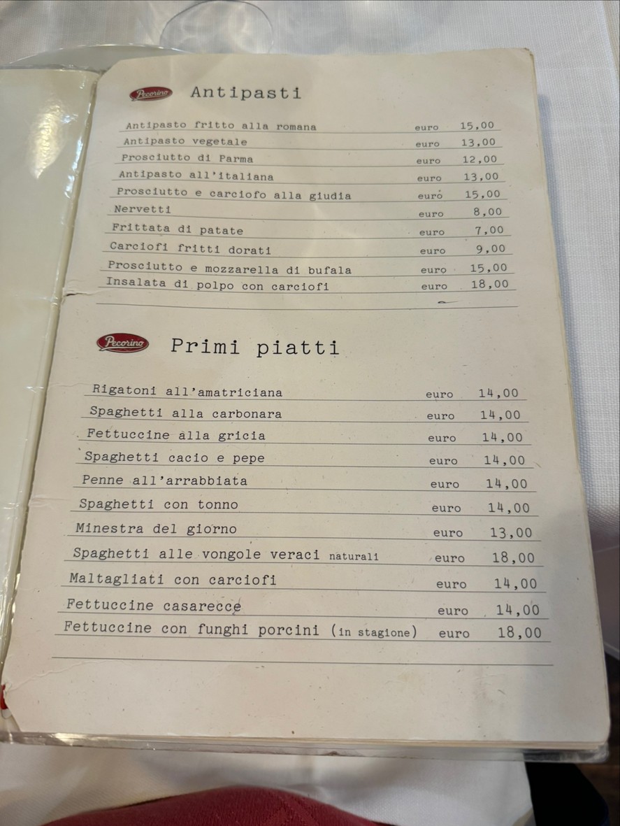 Ristorante Pecorino menu 1