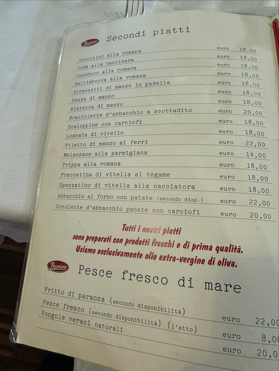 Ristorante Pecorino menu 2
