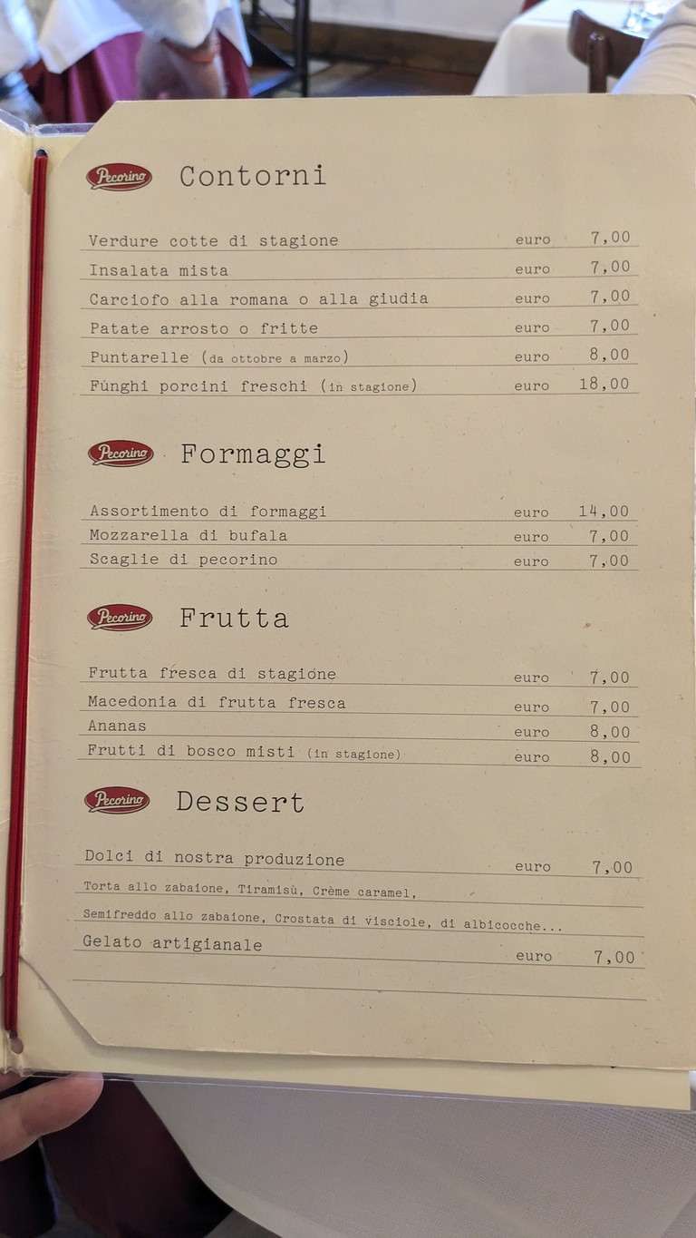 Ristorante Pecorino menu 3