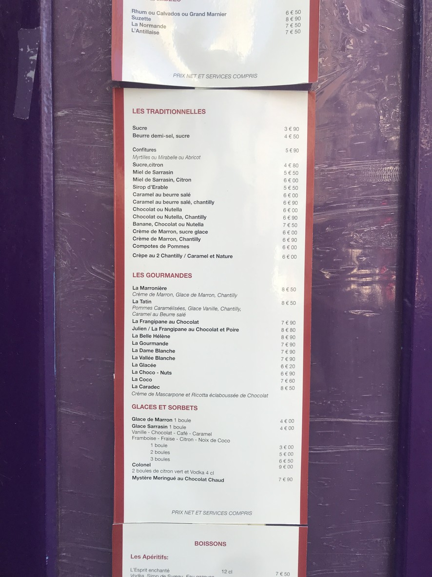Crêperie La Sablière menu 2