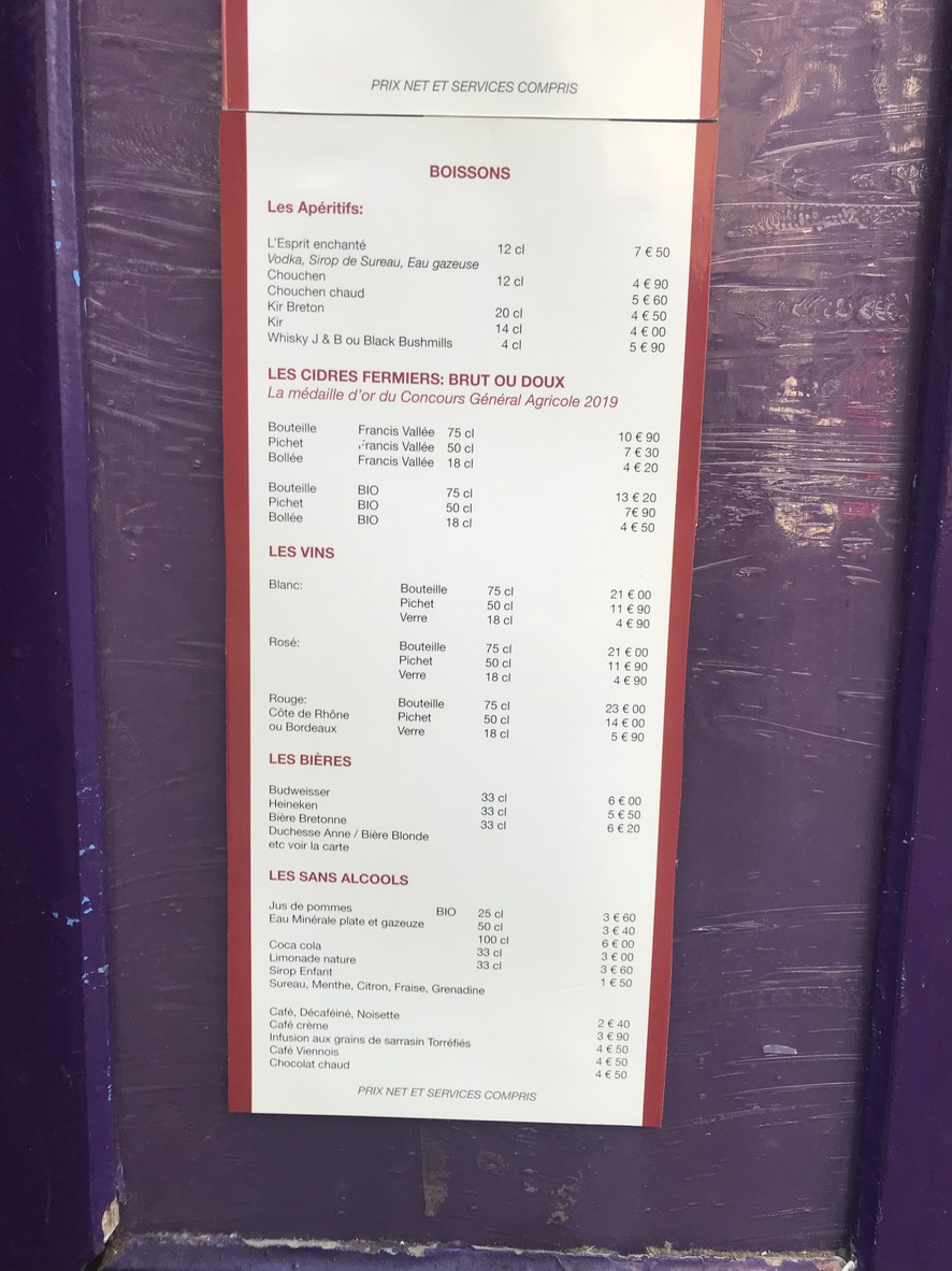 Crêperie La Sablière menu 3