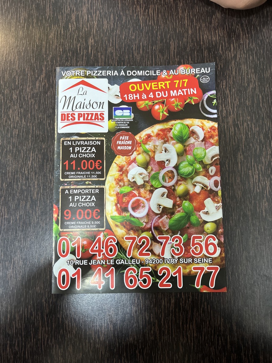 LA MAISON DES PIZZA menu 1