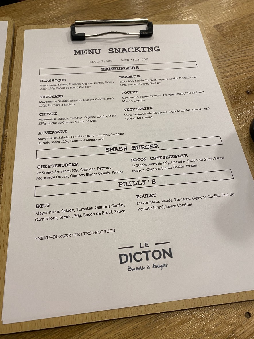 Le Dicton menu 2