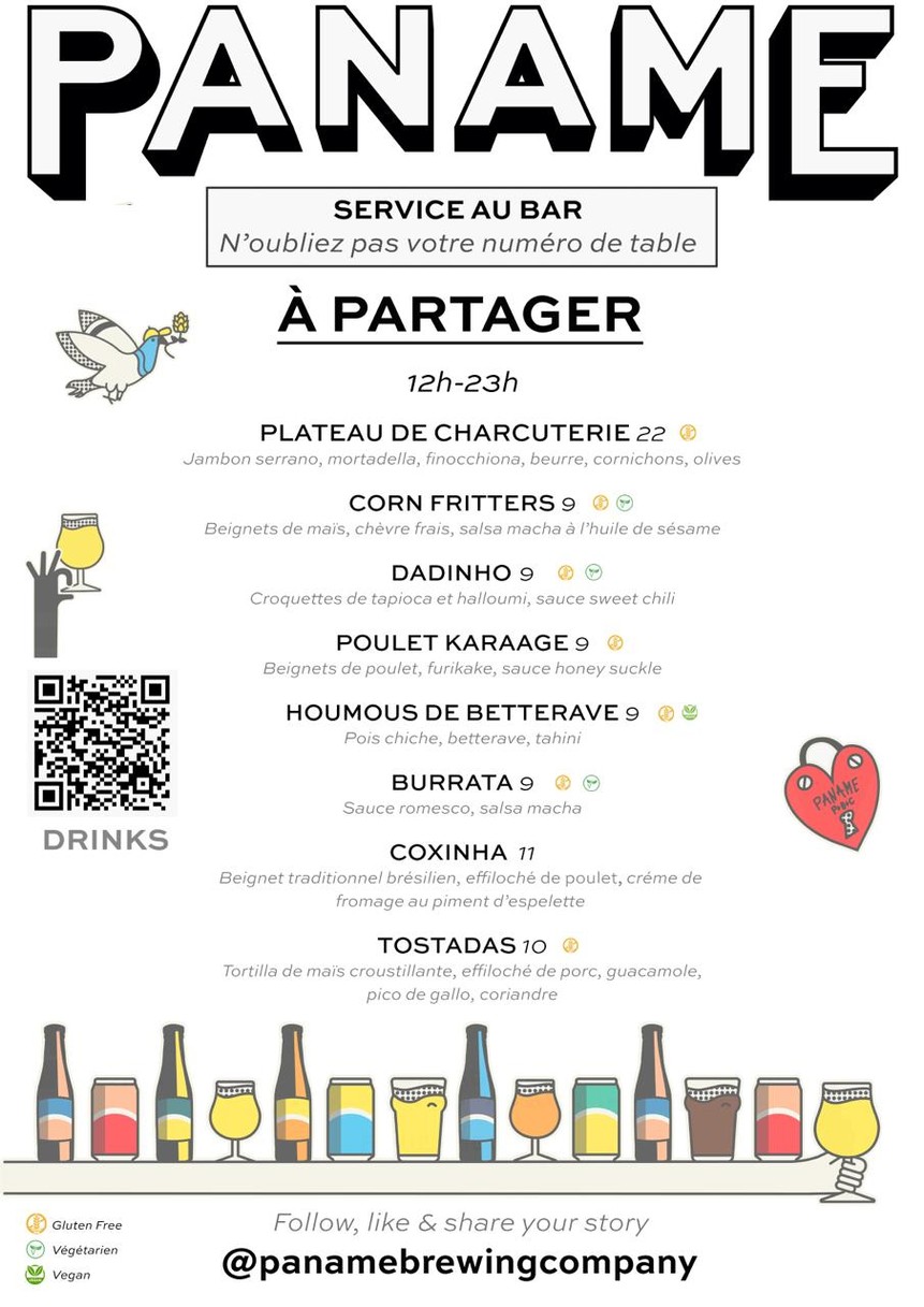 Paname Brewing Company menu 1