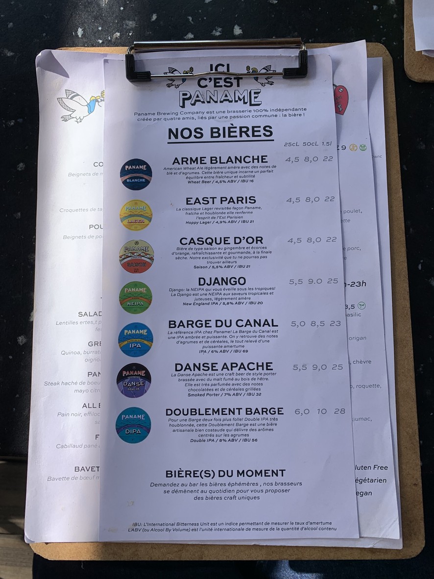Paname Brewing Company menu 3