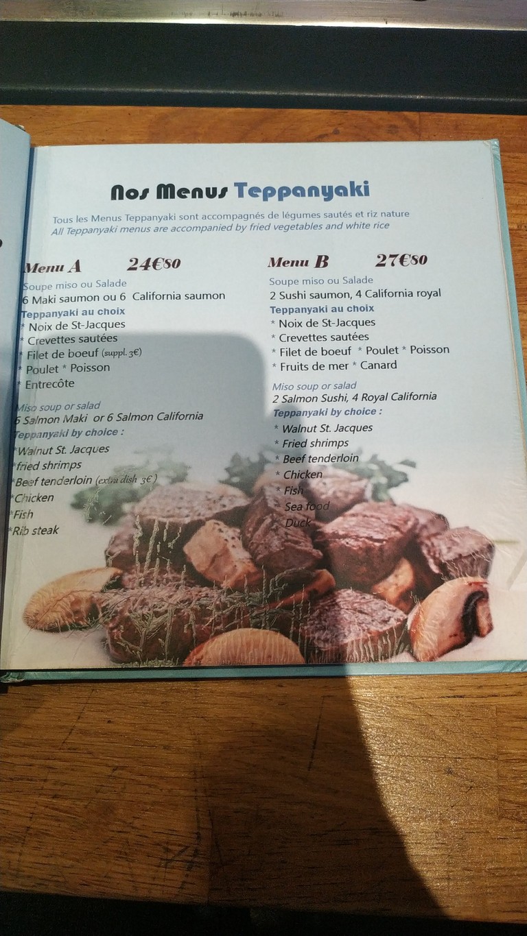 Teppanyaki Sushi menu 1
