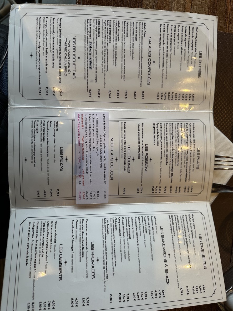 Café du Pont Neuf menu 1
