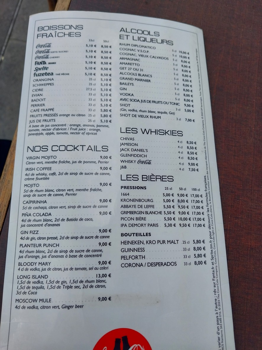 Café du Pont Neuf menu 3