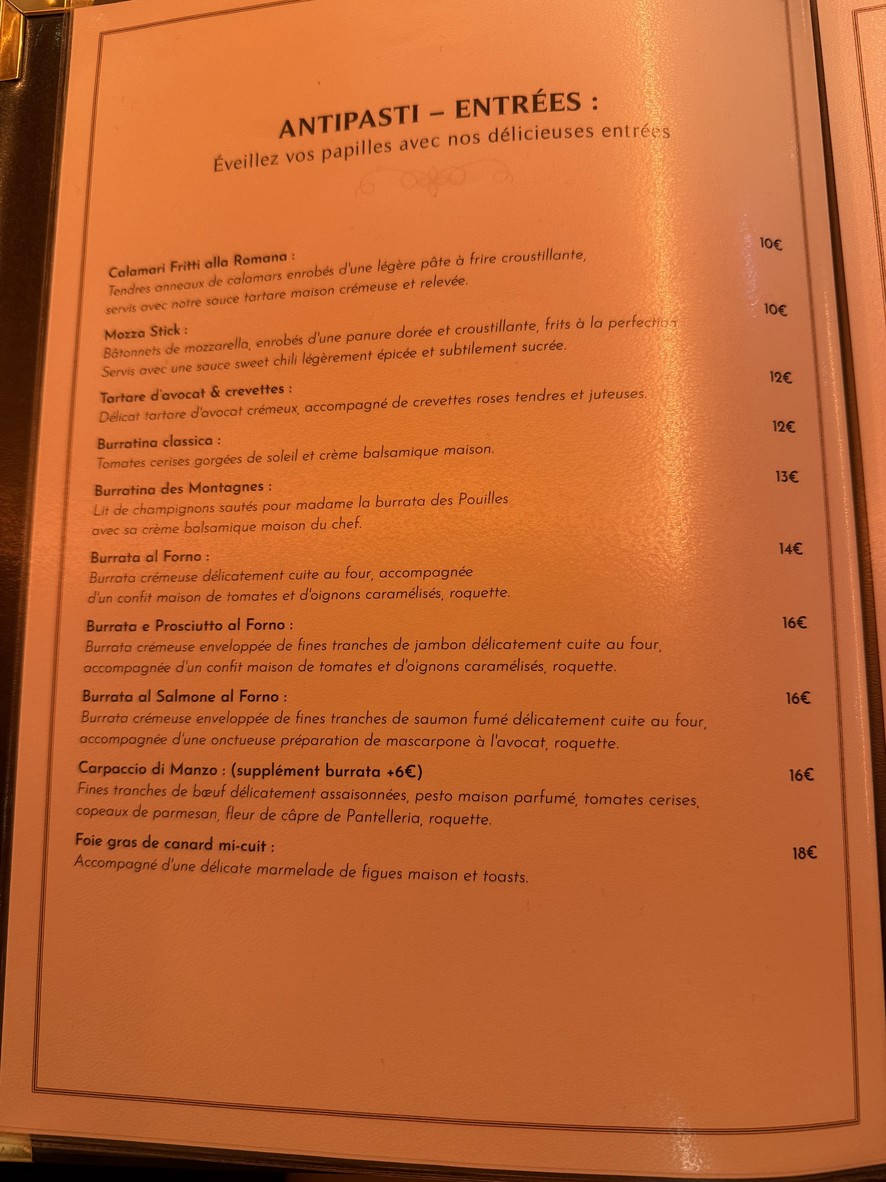 Casa Rosa - Restaurante Italiano halal - París 19 menu 2