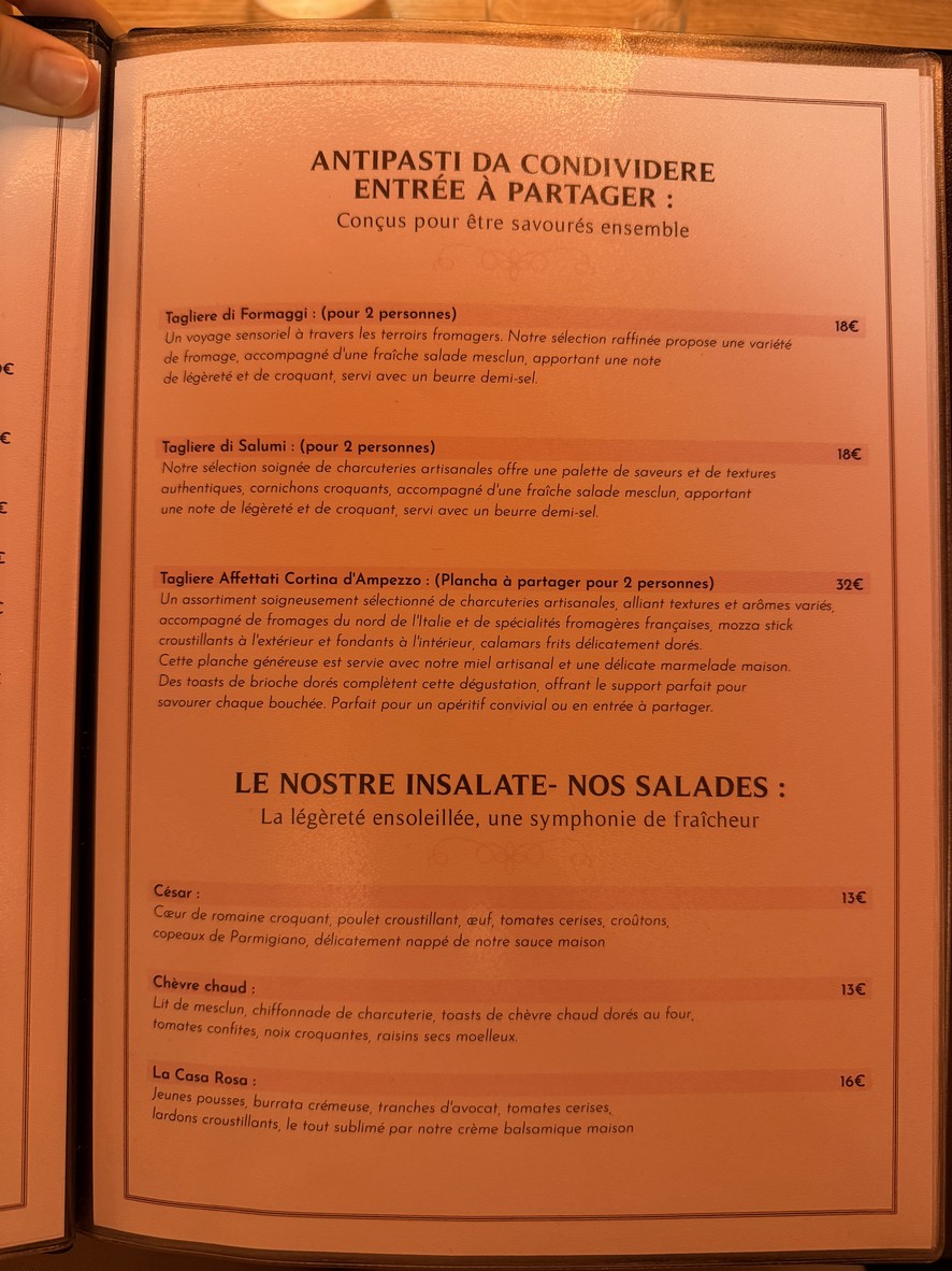 Casa Rosa - Restaurante Italiano halal - París 19 menu 3