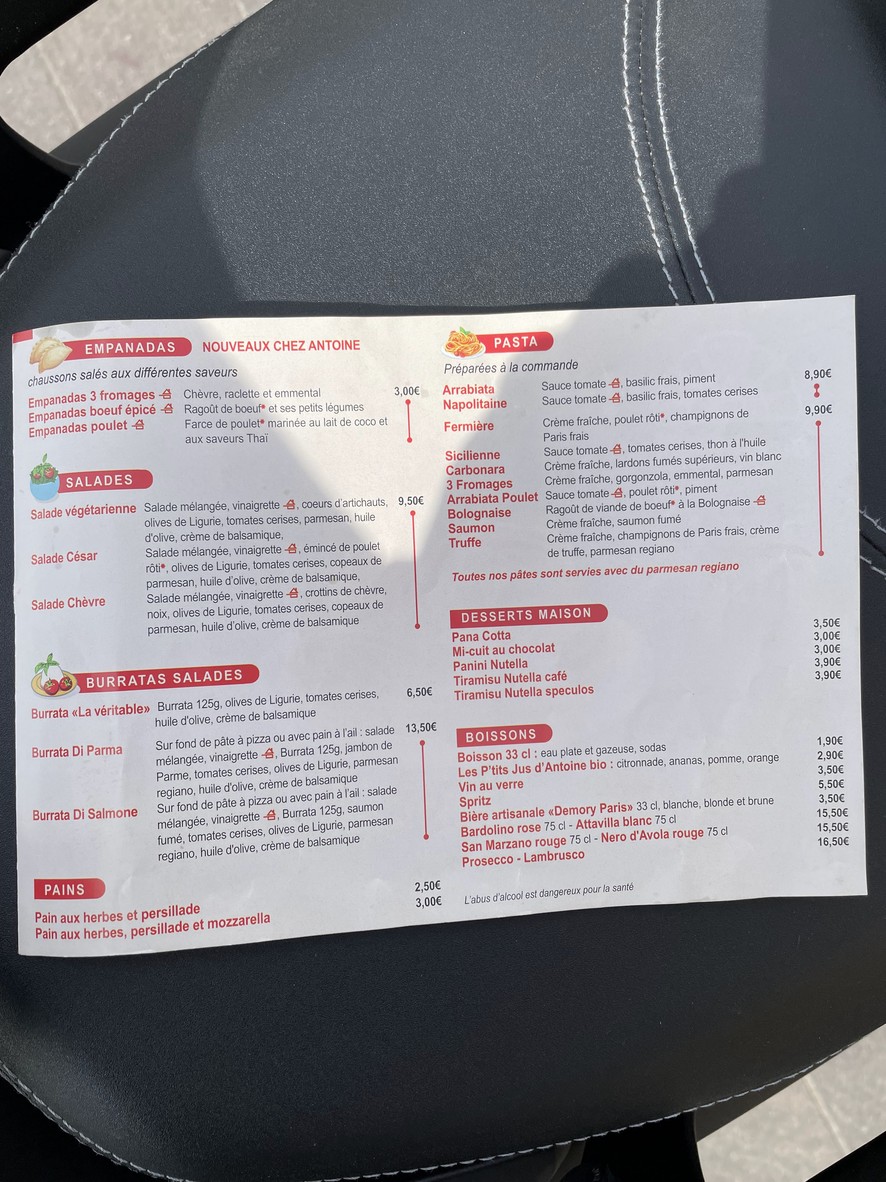 Chez Antoine menu 2