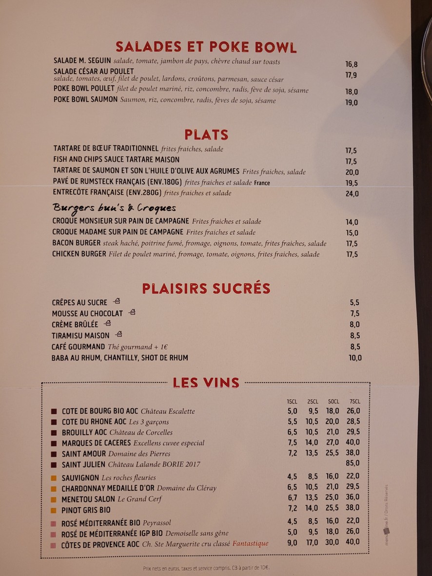Le Paris Sports. menu 2