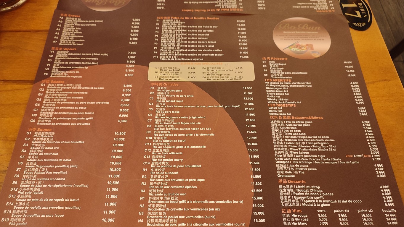 Bo Bun Flandre menu 1
