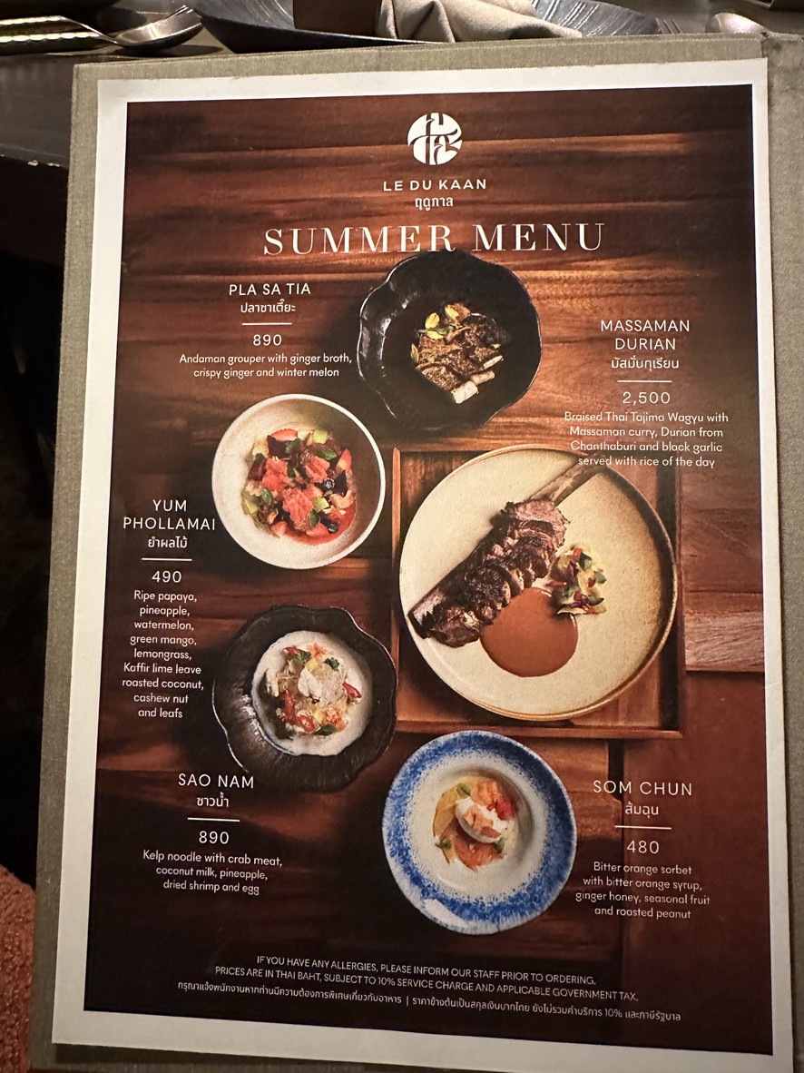 Le Du Kaan menu 1
