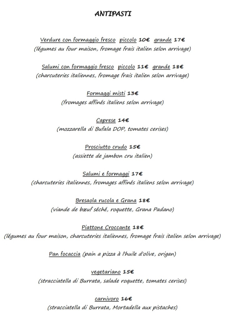 Croccante menu 2