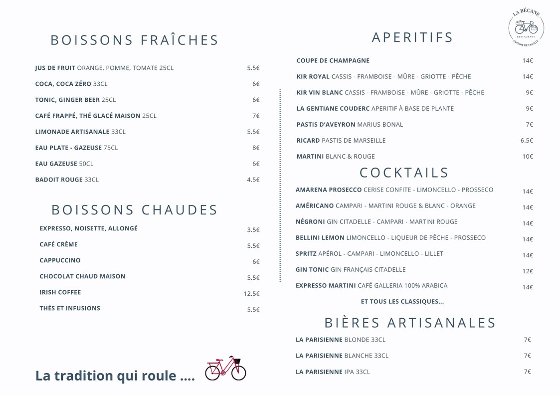 La Bécane à Gaston menu 4