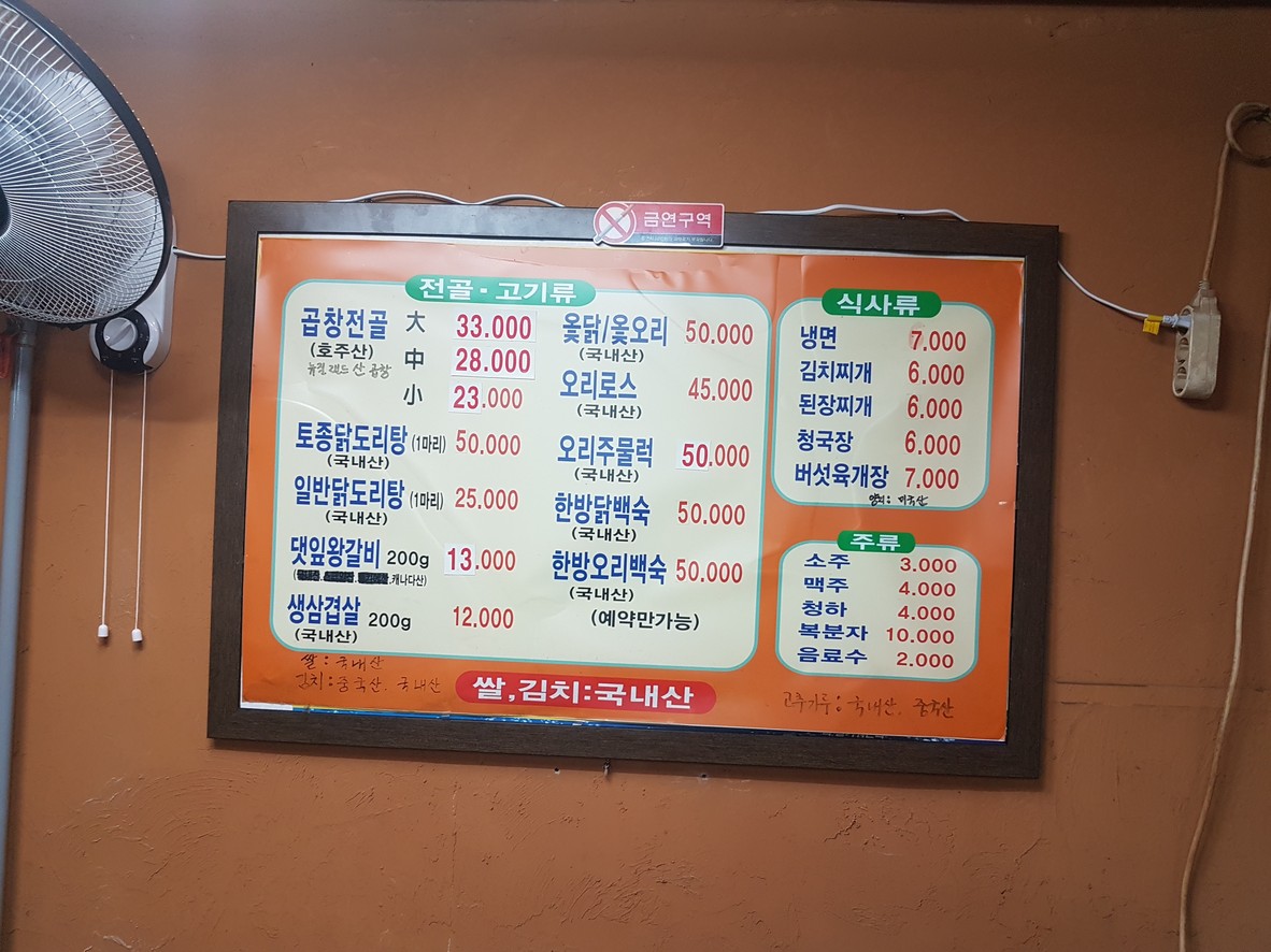 Tripa de cerdo de barro, tripas de 왕십리 (Wangsimni) menu 1