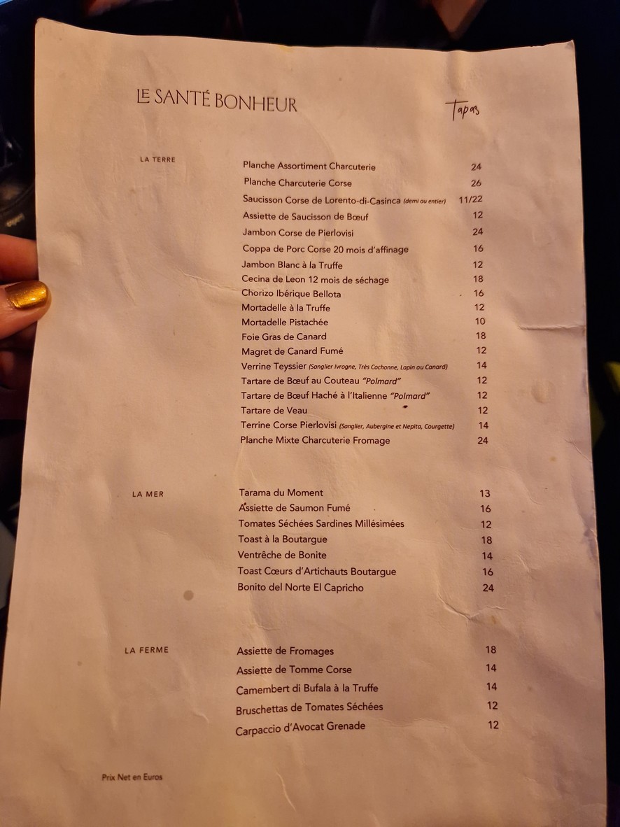Le Santé Bonheur menu 1