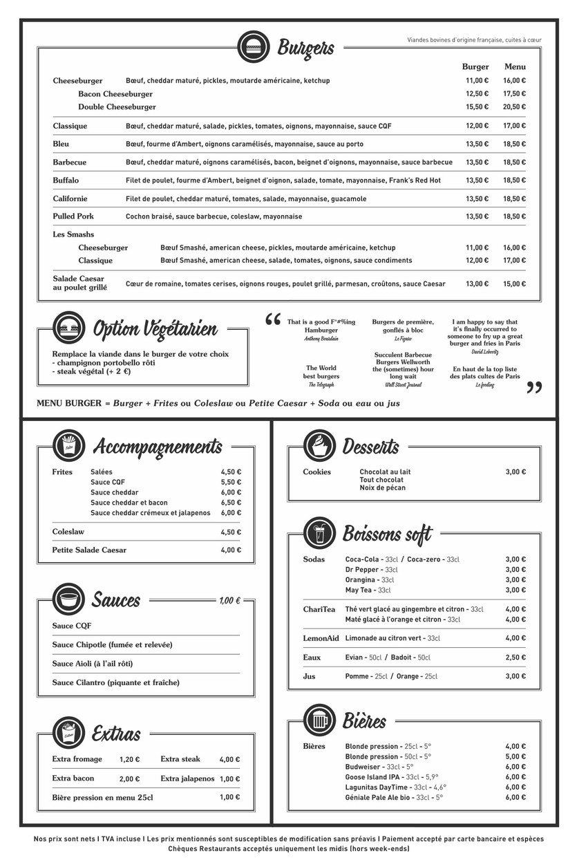Le Camion Qui Fume - Ivry menu 1