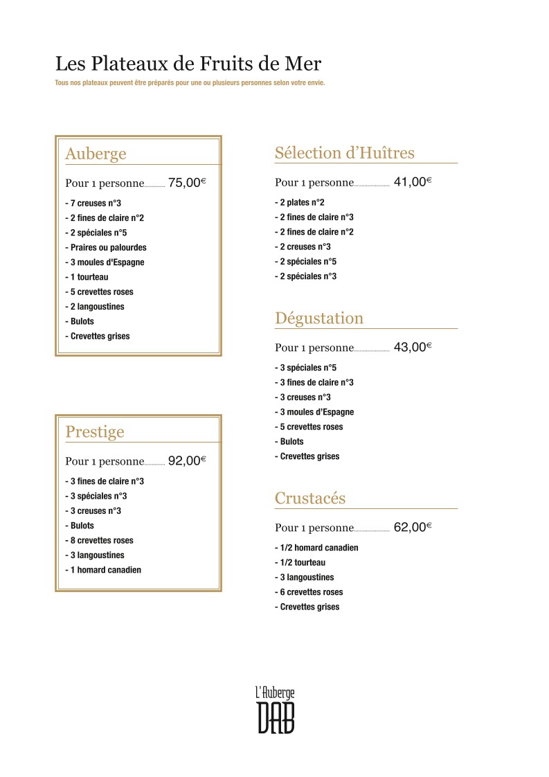 L'Auberge Dab menu 2