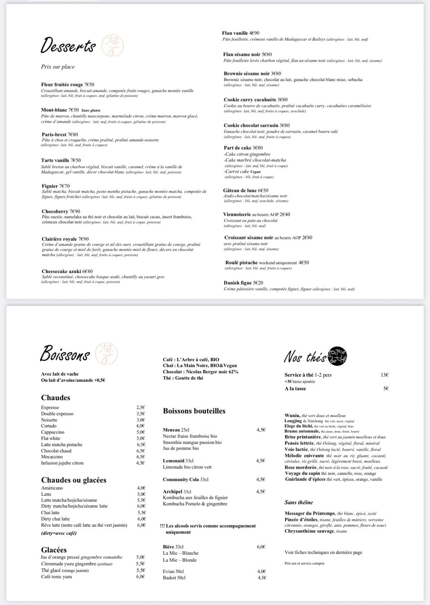 @unrêve menu 2