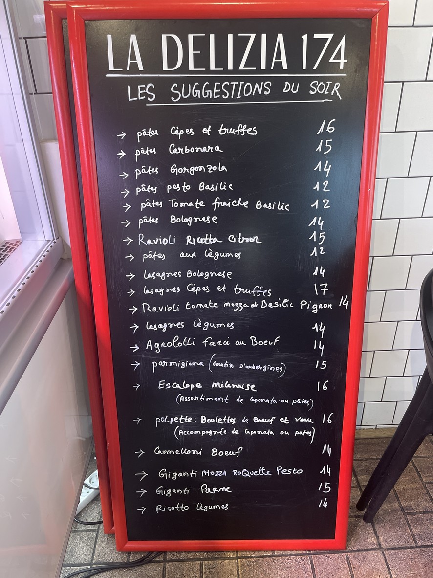 La Delizia, restaurant & traiteur Italien - Paris 15 menu 2