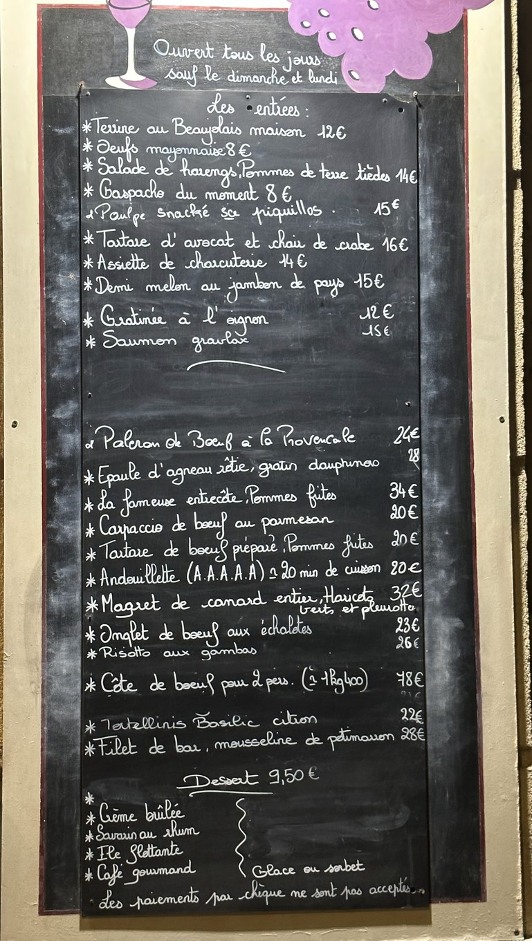 Au Bistrot d'à Côté Paris 14ème menu 1