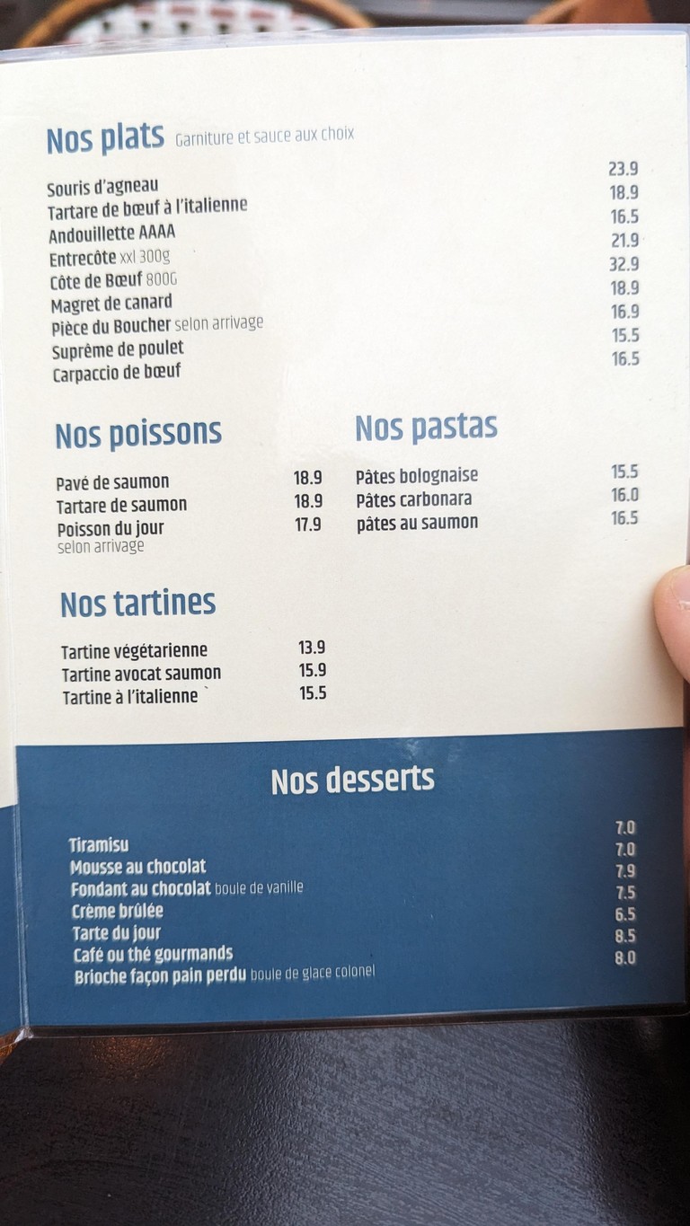 La Cascade menu 2