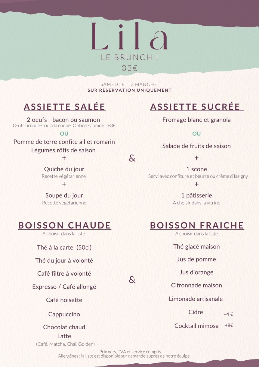 Lila | Salon de thé - Cantine & Brunch menu 1