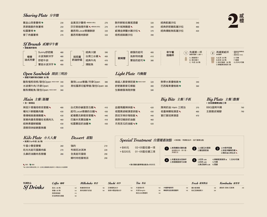Second Floor Èr lóu wēifēng táiběi chēzhàn diàn menu 1