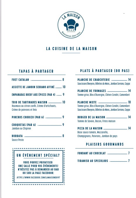 La Maison menu 1