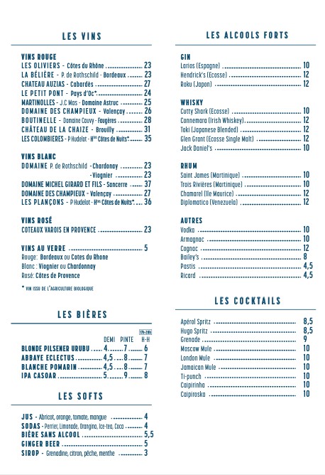 La Maison menu 2