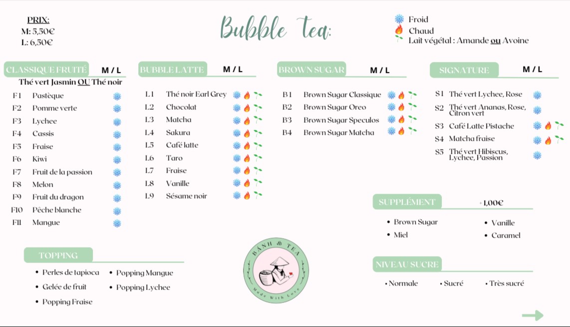 Bánh & Tea menu 2