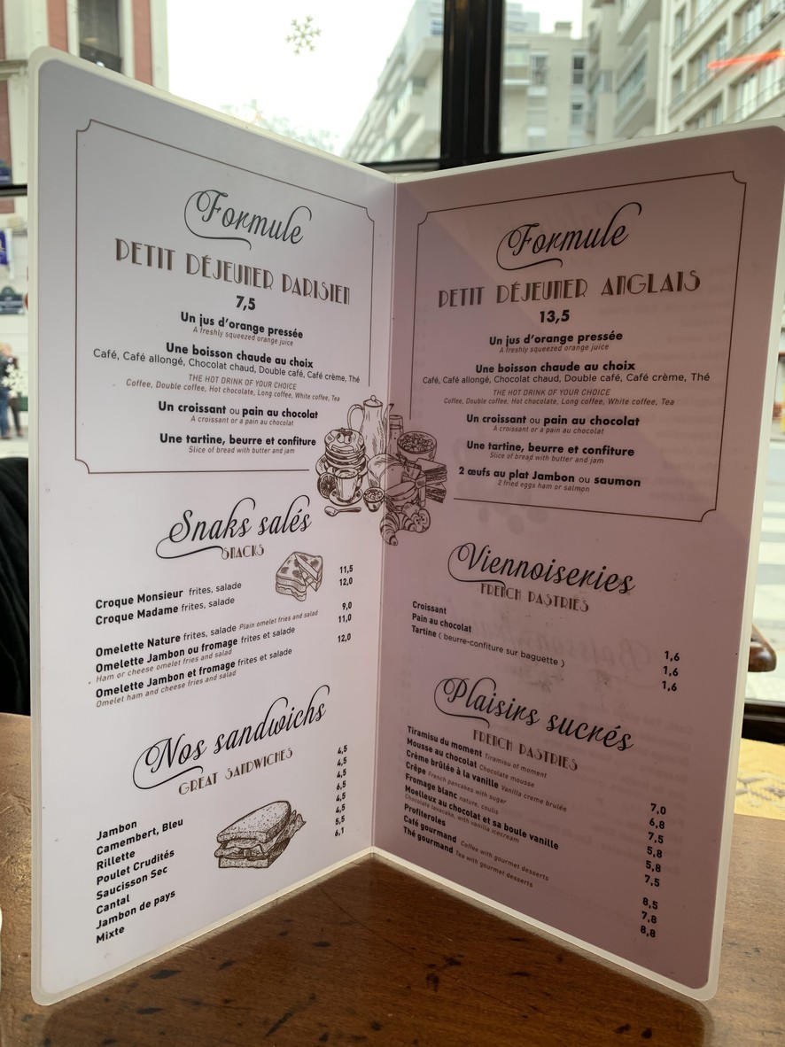 Café Chineur menu 1