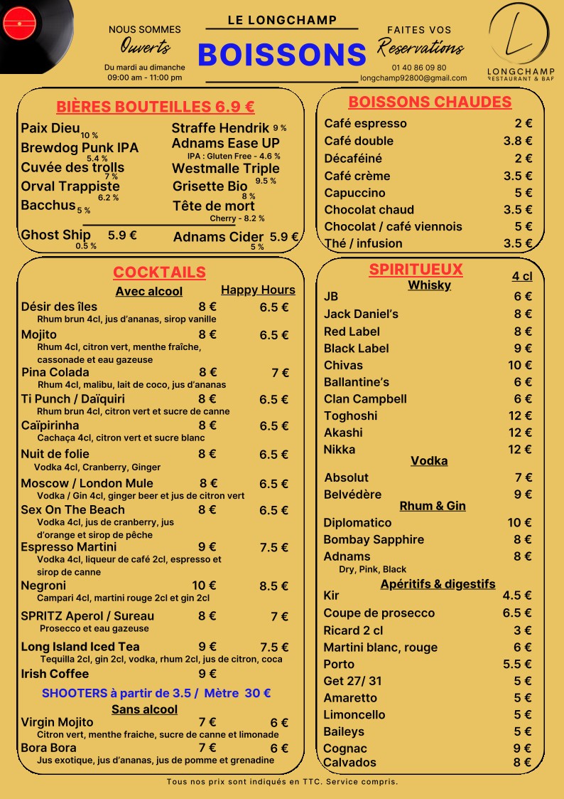 Le Longchamp menu 3