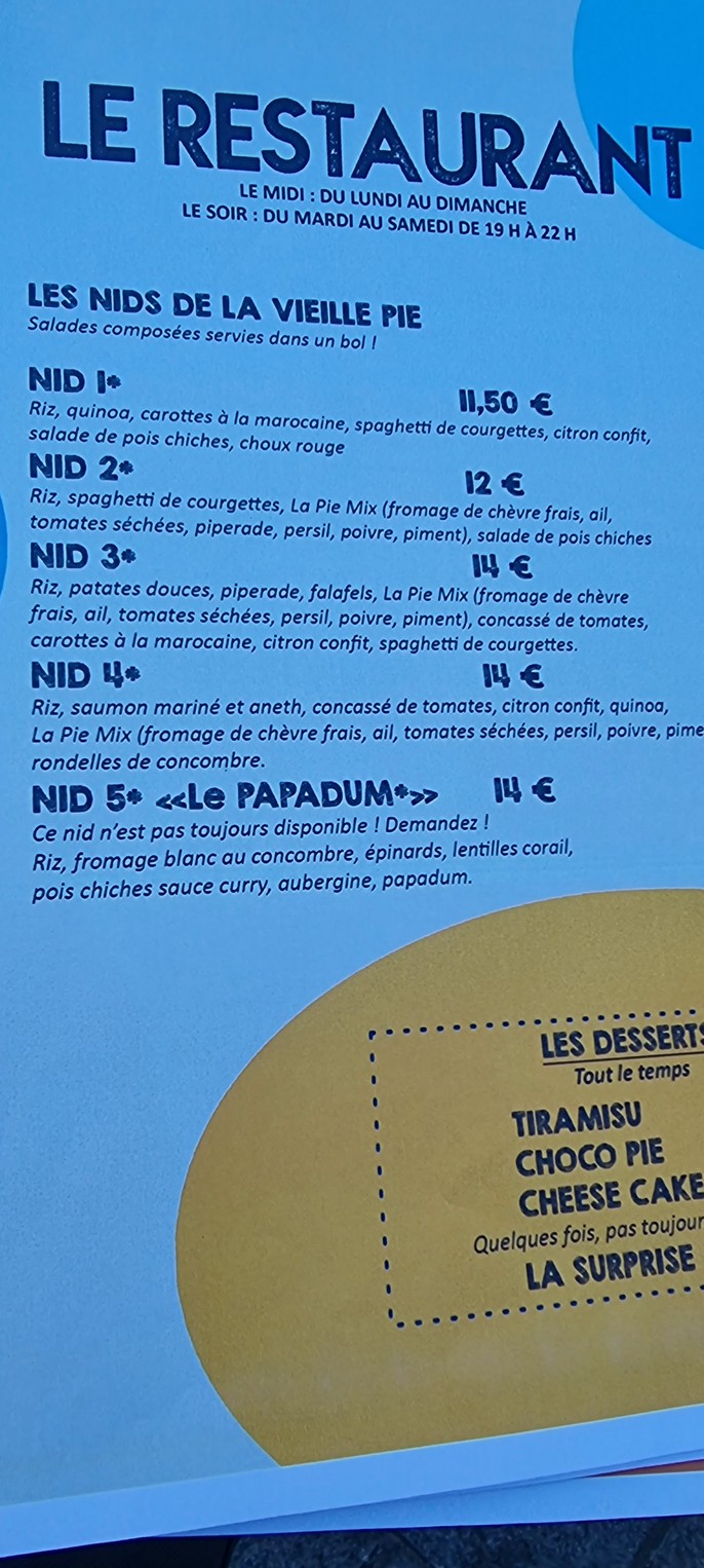 La Vieille Pie menu 3