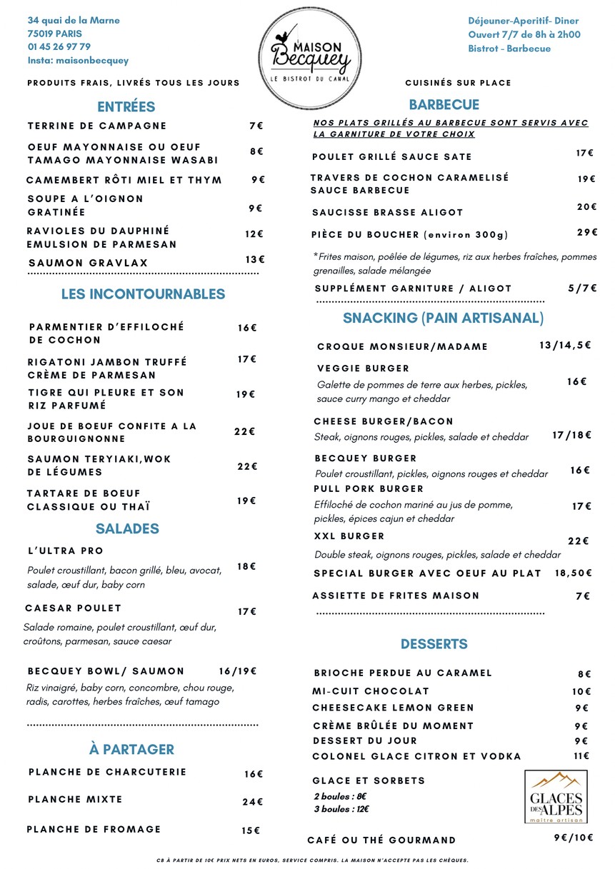 Maison Becquey menu 1