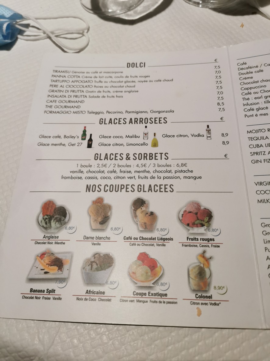 Brunello Restaurant Italien Pantin menu 2