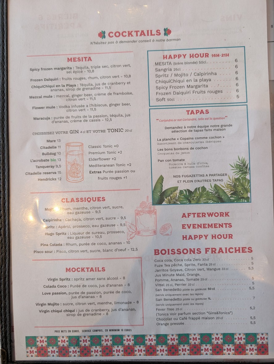 Mesita Brasserie Latina menu 1