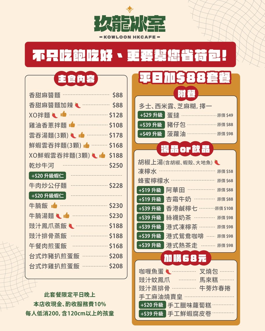 Jiǔ Lóng Bīng Shì Xiāng Gǎng Chá Cān Tīng menu 3