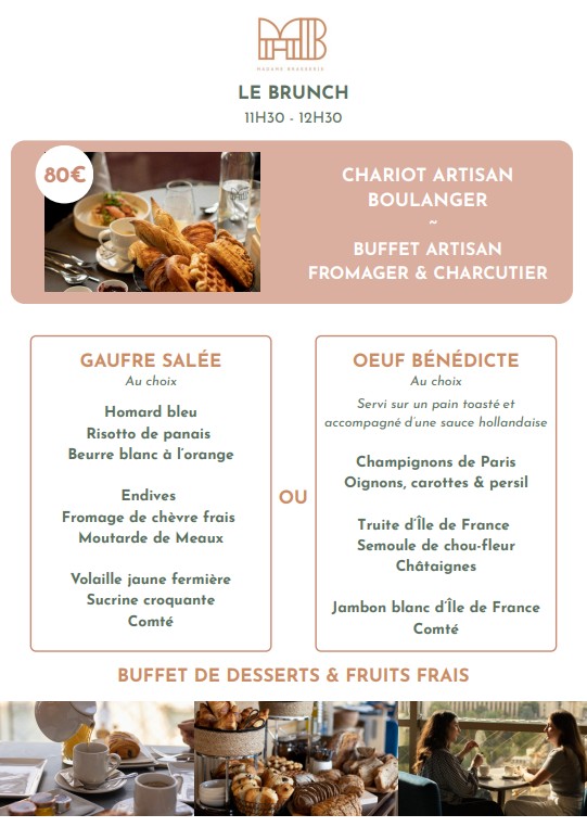 Madame Brasserie - Tour Eiffel menu 2