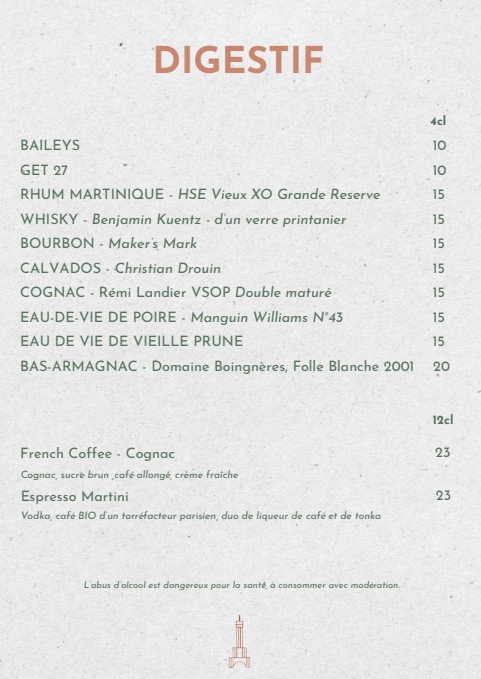 Madame Brasserie - Tour Eiffel menu 4