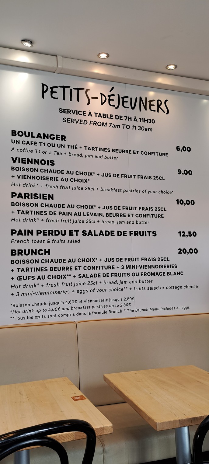 Eric Kayser menu 1